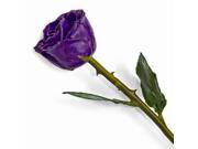 Lacquer Dipped Natural Lilac Rose w Green Leaves Stem
