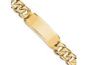 14k Yellow Gold 8.5in Hand Polished Mens ID Bracelet Plate 1.9in x 0.7in