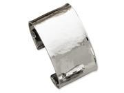 14k 6.5in White Gold 1.5IN Hammered Polished Cuff Bangle 0.2IN x 1.5IN