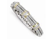 Sterling Silver 7.5in 14k Gold Plated 1 4ct. Diamond Vintage Style Bracelet Bangle Color H I Clarity SI2 I1