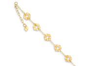 14k Yellow Gold 9in Adjustable Flower Anklet w 1inch extender
