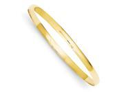 14k 6.5in Yellow Gold 4mm Solid Polished Half Round Slip On Bangle