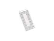 Rhodium Plated Stainless Steel Checkerboard Hinged Engravable Money Clip