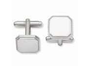 Rhodium Plated Engravable Stainless Steel Square Beaded Cuff Links. Lovely Leatherrete Gift Box Included