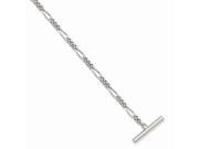 Rhodium Plated Stainless Steel Figaro Tie Chain. Lovely Leatherrete Gift Box Included