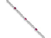 Sterling Silver Rhodium Plated Pink Tourmaline Diamond Bracelet Color H I Clarity SI2 I1