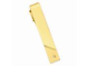 Gold Plated Engravable Stainless Steel 0.01 Ct. Diamond Polished Florentined Tie Bar Color H I Clarity SI1 SI2