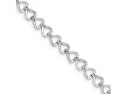 Sterling Silver Rhodium Plated Diamond Hearts Bracelet Color H I Clarity SI2 I1