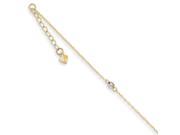 14k Two Tone Gold 9in Mirror Bead Anklet w 1inch extender
