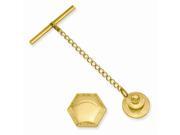 Stainless Steel 14K Gold Plated Engravable Hexagon Tie Tack