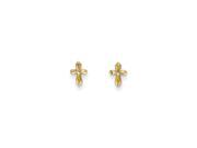 14k Yellow Gold Childs Synthetic CZ Cross Post Earrings w/ Gift Box. (7MM Long x 5MM Wide) 14k Yellow Gold Childs Synthetic CZ Cross Post Earrings w/ Gift Box. (7MM Long x 5MM Wide)