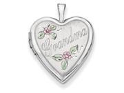 14K 20mm White Gold Enamel Flowers Grandma Heart Locket 14K 20mm White Gold Enamel Flowers Grandma Heart Locket