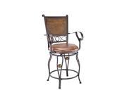 Powell Big Tall Copper Stamped Back Counter Stool with Arms 222 430