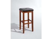 Crosley Upholstered Square Seat Bar Stool in Classic Cherry w 29 Inch Seat Height.