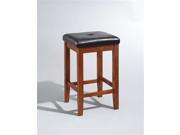 Crosley Upholstered Square Seat Bar Stool in Classic Cherry w 24 Inch Seat Height.