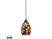 Trego 1 Light Pendant With Multi Colored Stone In Dark Rust LED Offering Up To 800 Lumens 60 Watt Equivalent With Full Range Dimming. Includes An Easily Re