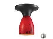 Elk Celina 1 Light Semi Flush in Dark Rust and Fire Red Glass 10152 1DR FR LA