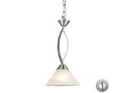 Elk 1 Light Pendant in Satin Nickel and Marbleized White Glass 7634 1 LA