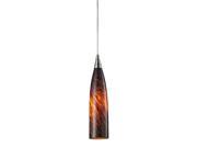 Elk Lighting Lungo 1 Light Pendant in Satin Nickel and Espresso Glass 501 1ES