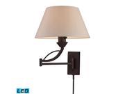 Elysburg 1 Light Swingarm Sconce In Aged Bronze LED Offering Up To 800 Lumens 60 Watt Equivalent With Full Range Dimming. Includes An Easily Replaceable LED