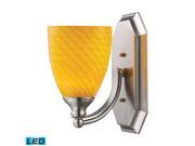 Elk Lighting 1 Light Vanity in Satin Nickel and Canary Glass 570 1N CN LED