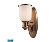 Brooksdale 1 Light Sconce In Antique Copper LED Offering Up To 800 Lumens 60 Watt Equivalent With Full Range Dimming. Includes An Easily Replaceable LED Bul