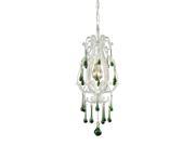 Opulence 1 Light Pendant In Antique White And Lime Crystals
