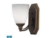 Elk 1 Light Vanity in Aged Bronze and Simply White Glass 570 1B WH LED