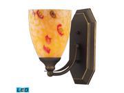 Elk 1 Light Vanity in Aged Bronze and Yellow Blaze Glass 570 1B YW LED