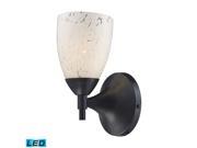 Celina 1 Light Sconce In Dark Rust And Snow White Glass LED Offering Up To 800 Lumens 60 Watt Equivalent With Full Range Dimming. Includes An Easily Replace