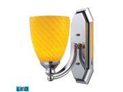 Elk Lighting 1 Light Vanity in Polished Chrome and Canary Glass 570 1C CN LED