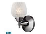 Celina 1 Light Sconce In Polished Chrome And White Glass LED Offering Up To 800 Lumens 60 Watt Equivalent With Full Range Dimming. Includes An Easily Replac