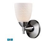 Celina 1 Light Sconce In Polished Chrome With White Swirl Glass LED Offering Up To 800 Lumens 60 Watt Equivalent With Full Range Dimming. Includes An Easily