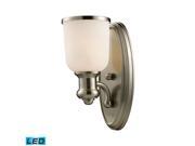 Brooksdale 1 Light Sconce In Satin Nickel LED Offering Up To 800 Lumens 60 Watt Equivalent With Full Range Dimming. Includes An Easily Replaceable LED Bulb