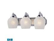 Elk 3 Light Vanity in Polished Chrome and White Mosaic Glass 570 3C WHT LED