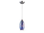 Elk Lighting Iridescence 1 Light Storm Blue Pendant in Satin Nickel 10076 1SBI