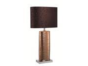 Lite Source Table Lamp Copper Ceramic Chrome Brown Fabric LS 21281COPPER