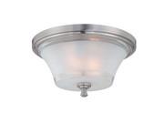 Lite Source Flush Mount Lamp Polished Silver Glass Shade LS 5731