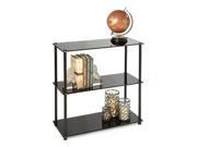 Convenience Concepts Midnight Classic Black Glass 3 Shelf Bookcase 157002B