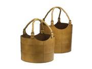 Lazy Susan Nested Caramel Leather Buckets Set Of 2 Brown 819005