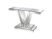 Lazy Susan Mirrored Console Table w Clear Glass Top Clear 114174