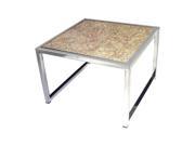 Lazy Susan Hand Carved Coffee Table Natural Stainless Steel 150017