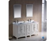 Fresca Oxford 60 Antique White Traditional Double Sink Bathroom Vanity w Side Cabinet