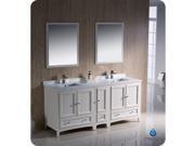 Fresca Oxford 72 Antique White Traditional Double Sink Bathroom Vanity w Side Cabinet