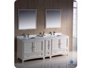 Fresca Oxford 84 Antique White Traditional Double Sink Bathroom Vanity w Side Cabinet