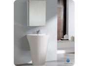 Fresca Parma White Pedestal Sink w Medicine Cabinet Modern Bathroom Vanity