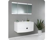Fresca Energia White Modern Bathroom Vanity w Three Panel Folding Mirror