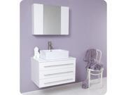 Fresca Modello White Modern Bathroom Vanity w Marble Countertop