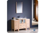 Fresca Torino 48 Light Oak Modern Bathroom Vanity w 2 Side Cabinets Integrated Sink