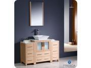 Fresca Torino 48 Light Oak Modern Bathroom Vanity w 2 Side Cabinets Vessel Sink
